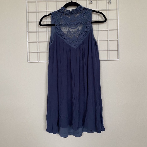 Stella Tweed Dresses & Skirts - Stella Tweed Slate Blue Lace Top Dress Small